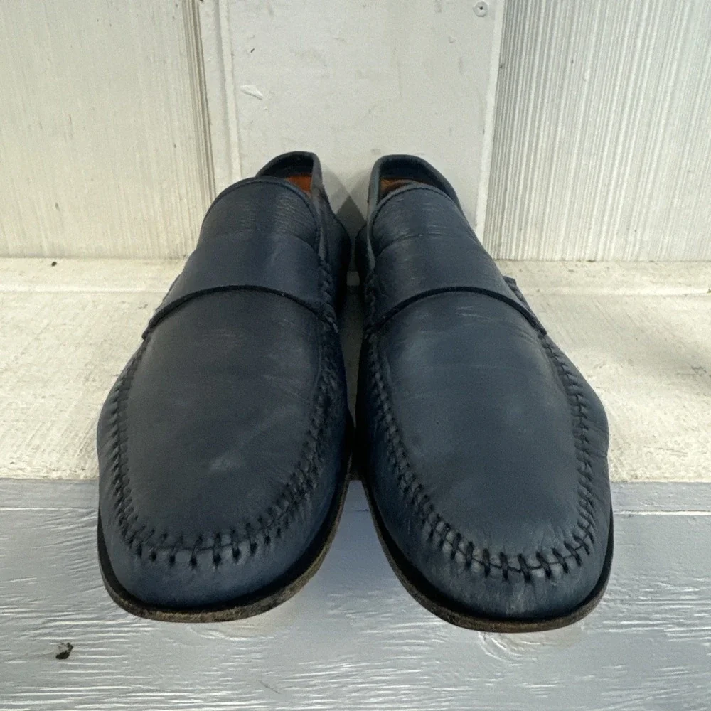 Santoni‎ Paine Loafers Size 11D US Blue Shoes Made In Italy Leather
